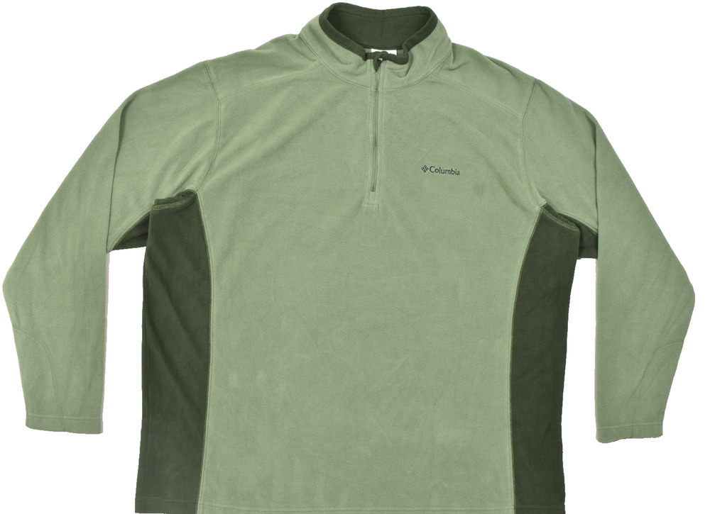 Columbia Men's Size XXL Green Fleece 1/4 Zip Pullover Jacket Sweater Polyester